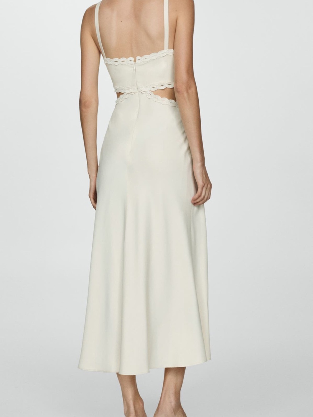 Mango Cream Scalloped-Edge Midi Skirt - Picture 2 of 6